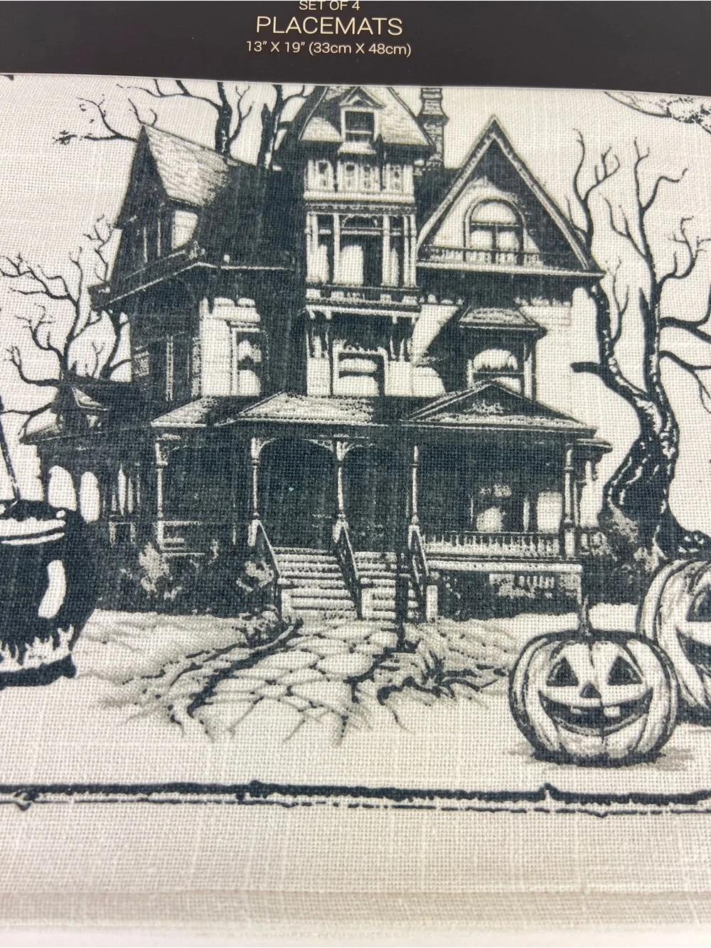 Rachel Zoe Halloween Placemats Set of 4 Black and White
